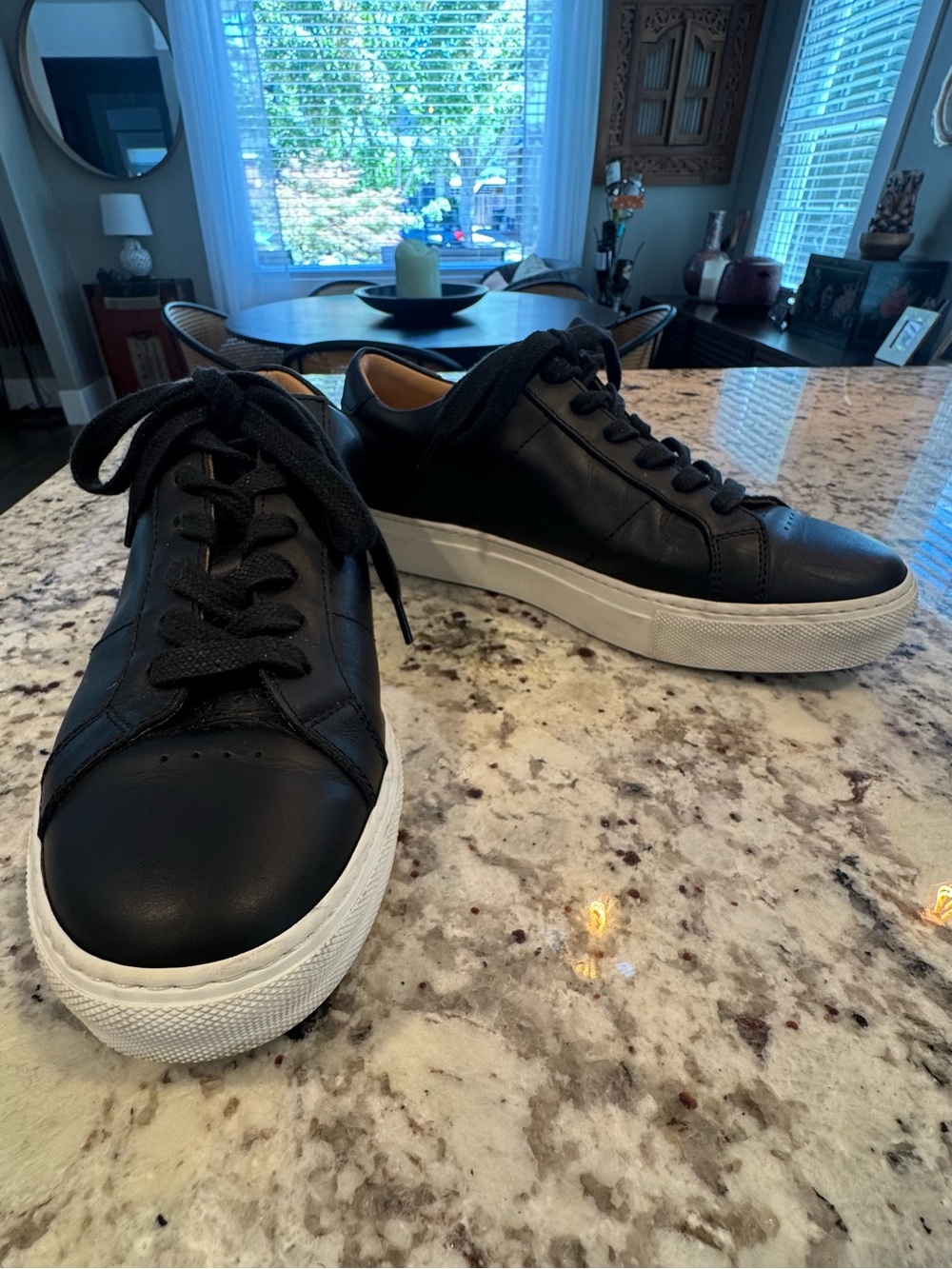 Greats Brooklyn Black Leather Low-Top Sneakers with White Sole -
